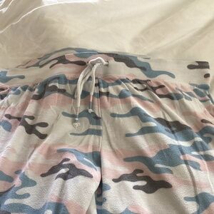 PJ Salvage camo sweats - white, pink, blue, and gray